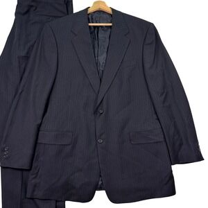 VINTAGE Hart Schaffner Marx Mens 44L Pinstripe 2-Piece‎ Suit Made in USA Casual